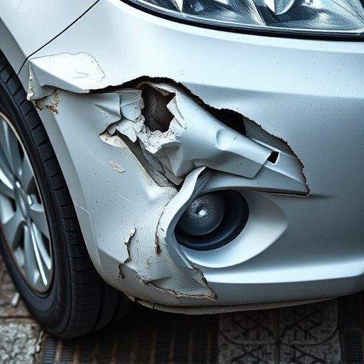 damaged car bumper
