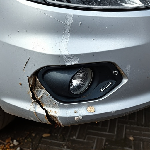 damaged car bumper