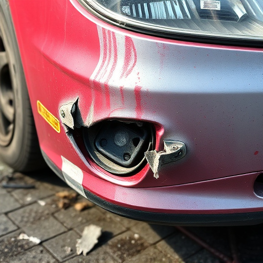damaged car bumper