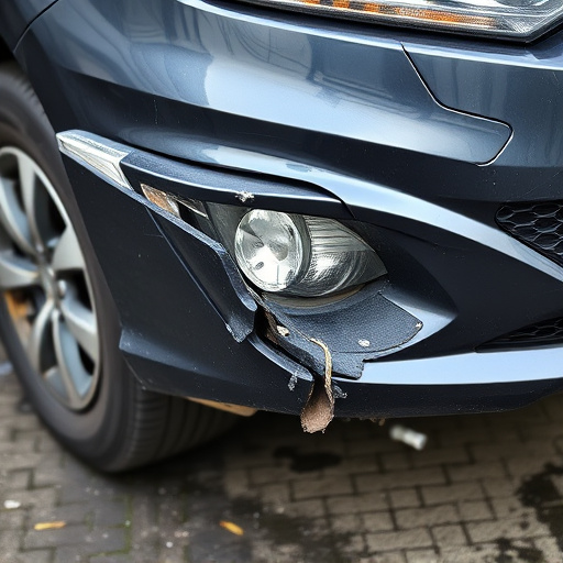 damaged car bumper