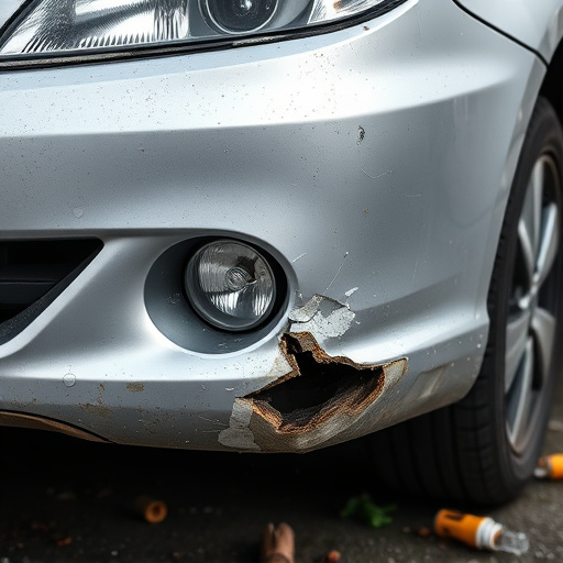 damaged car bumper