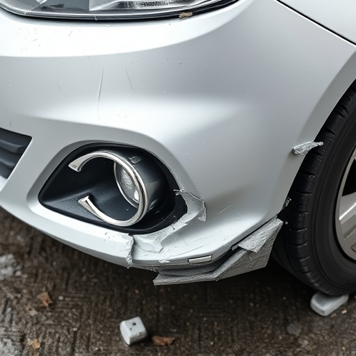 damaged car bumper