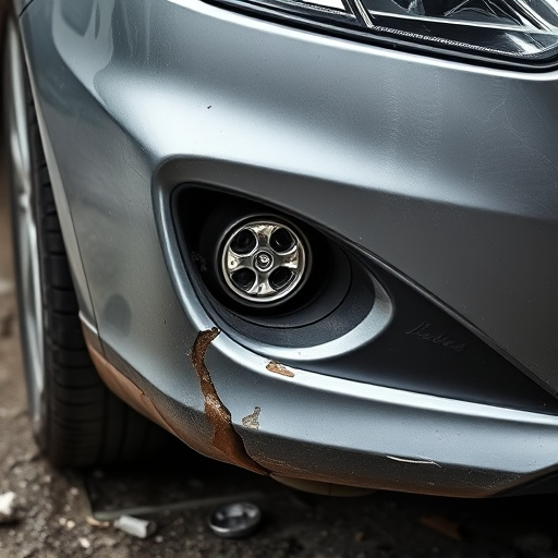 damaged car bumper
