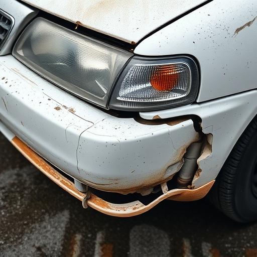 damaged car bumper