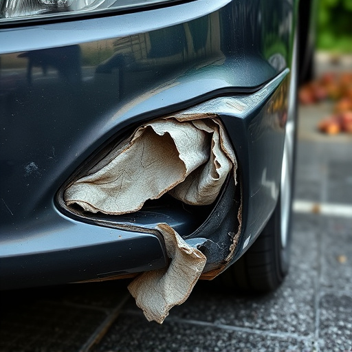 damaged car bumper