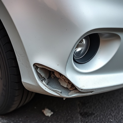 damaged car bumper