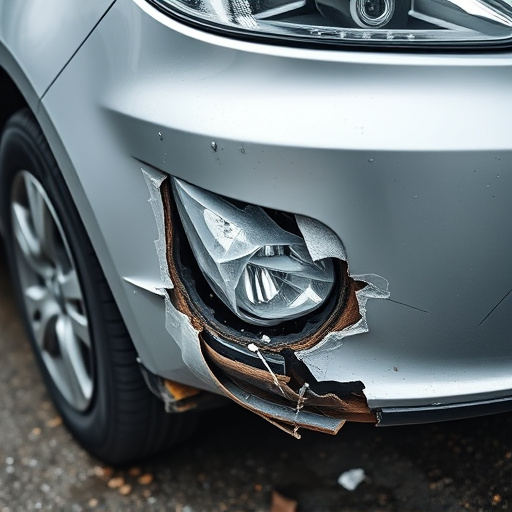 damaged car bumper