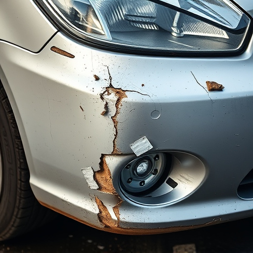 damaged car bumper