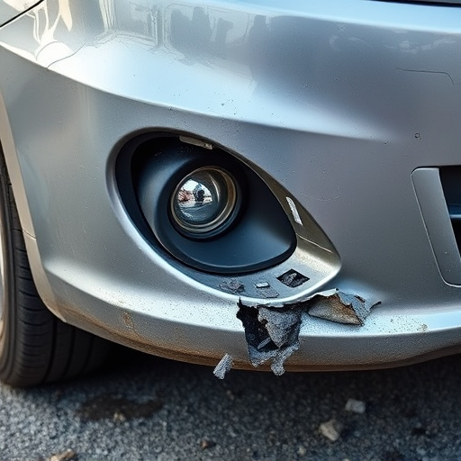 damaged car bumper