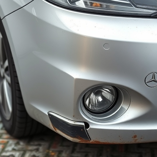 damaged car bumper