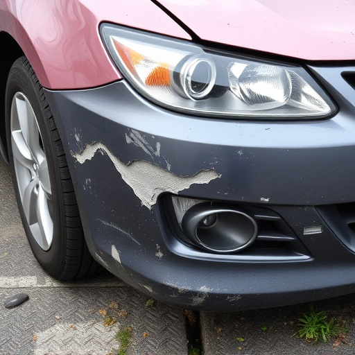 damaged car bumper