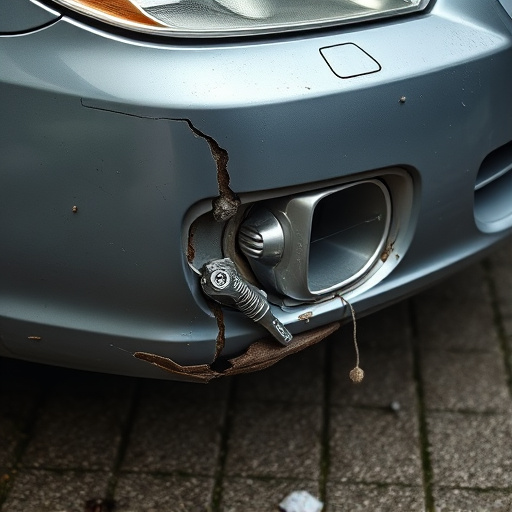 damaged car bumper