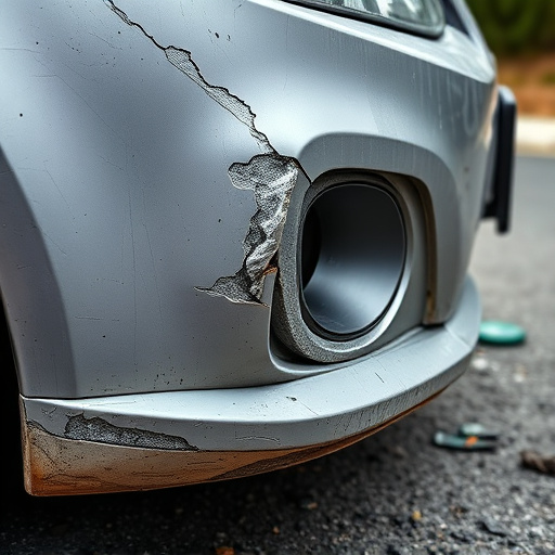 damaged car bumper