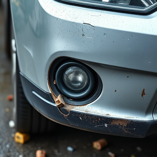 damaged car bumper