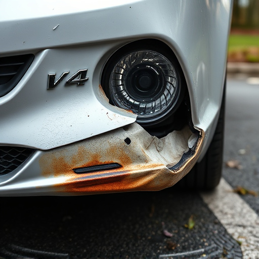 damaged car bumper