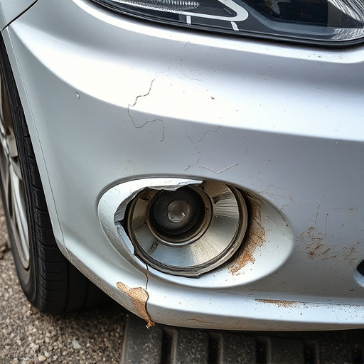 damaged car bumper