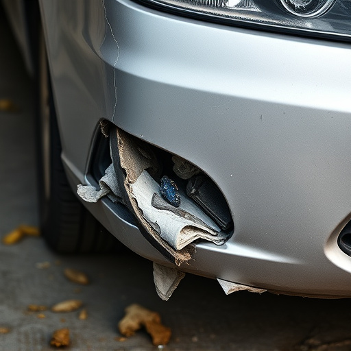 damaged car bumper