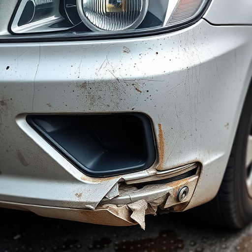 damaged car bumper