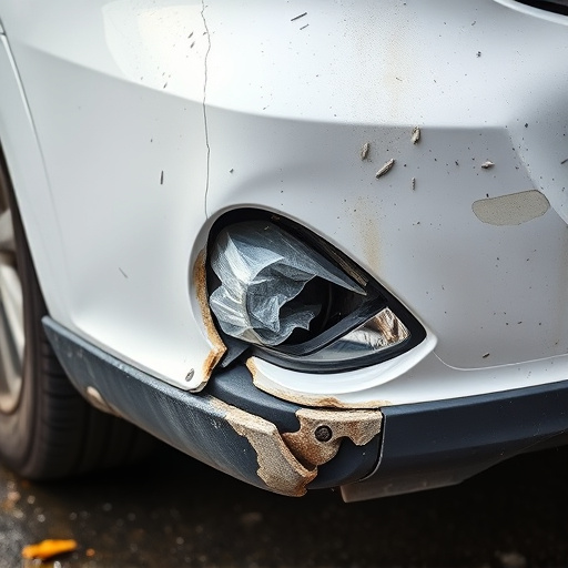 damaged car bumper