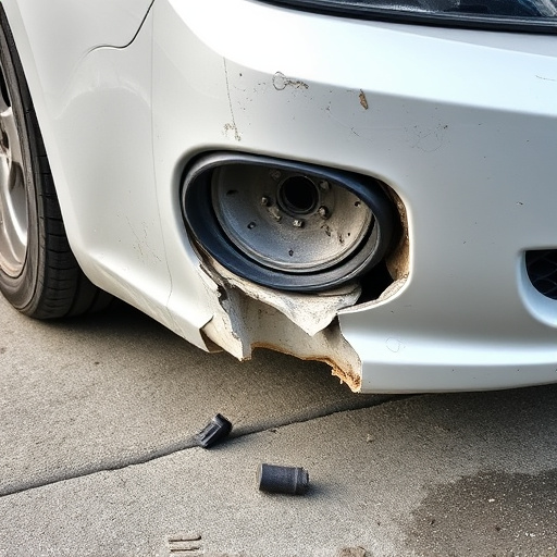 damaged car bumper