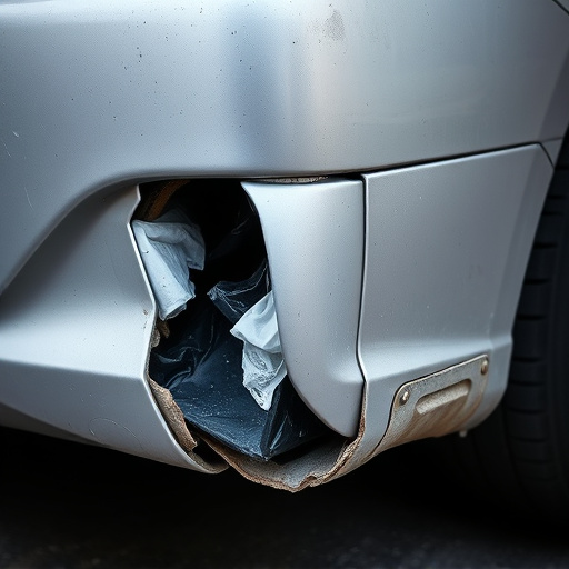 damaged car bumper