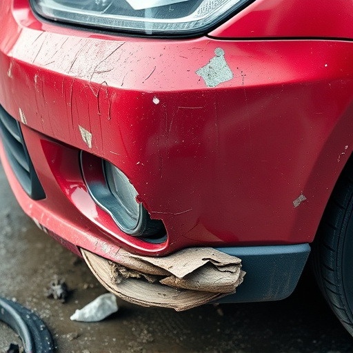 damaged car bumper