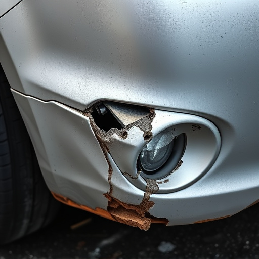 damaged car bumper