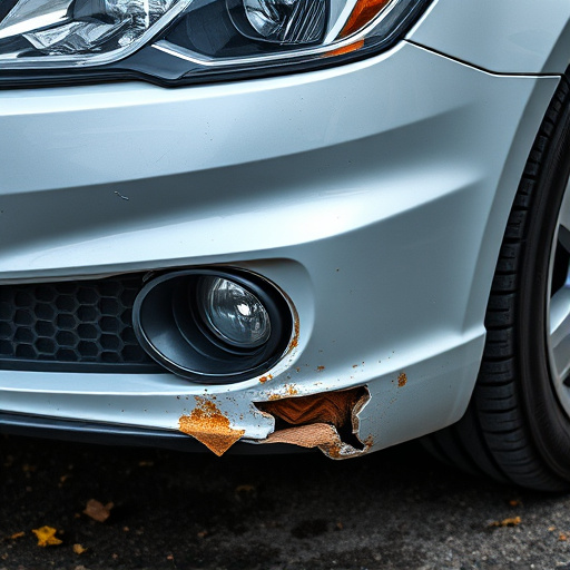 damaged car bumper