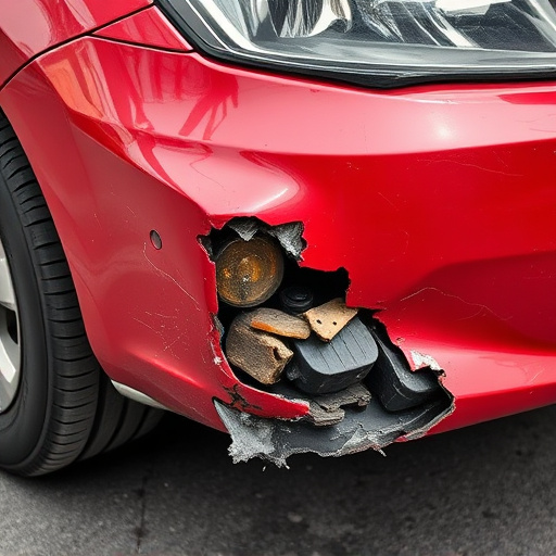 damaged car bumper