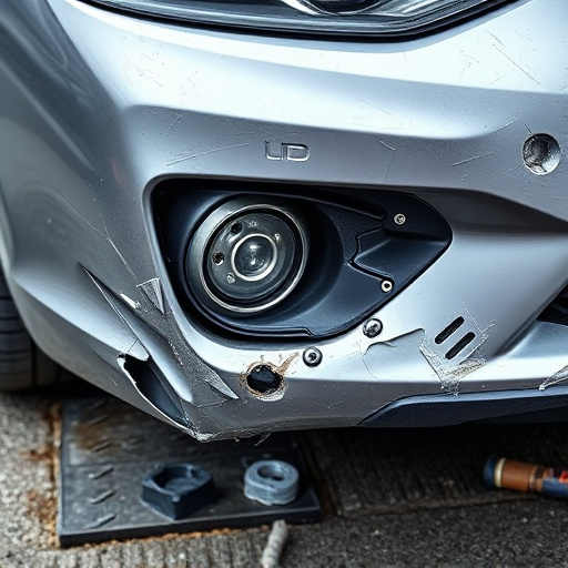 damaged car bumper