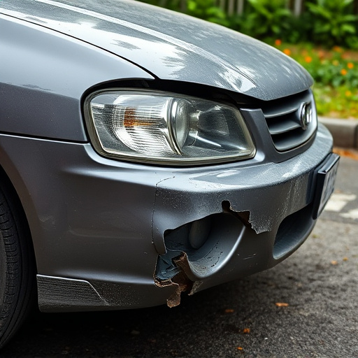 damaged car bumper