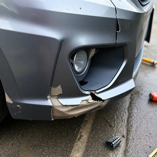 damaged car bumper