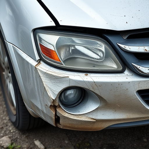 damaged car bumper