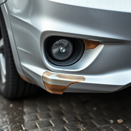 damaged car bumper