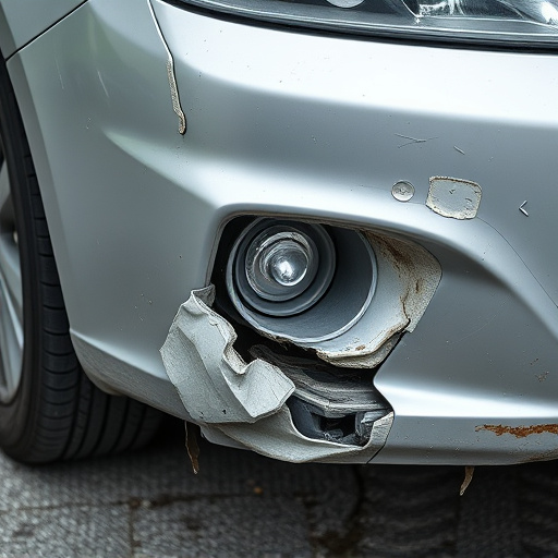 damaged car bumper
