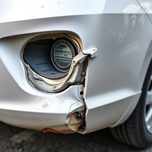 damaged car bumper