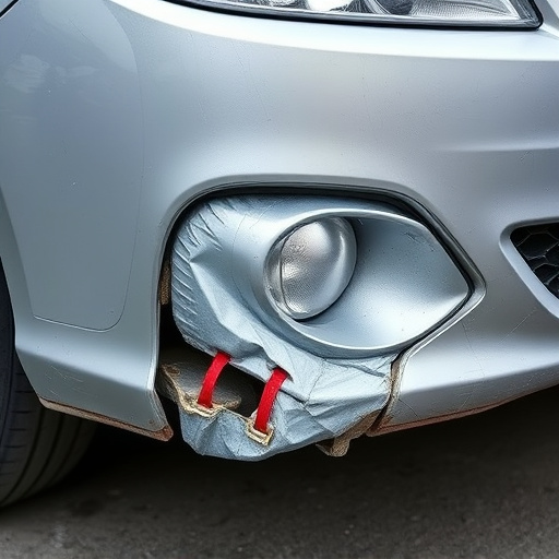 damaged car bumper