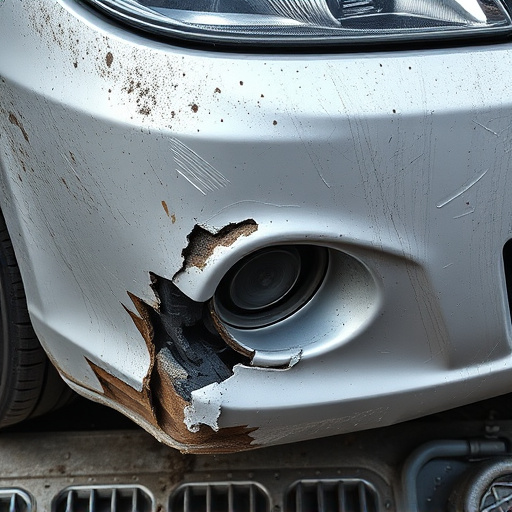 damaged car bumper