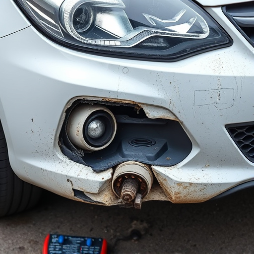 damaged car bumper