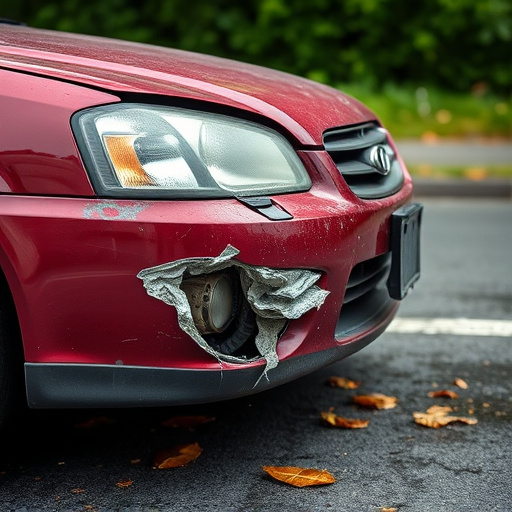 damaged car bumper