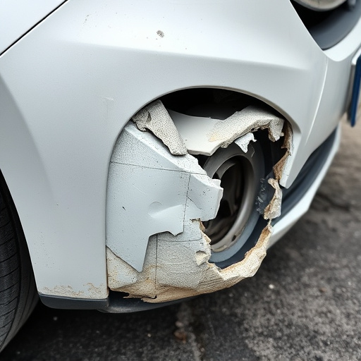 damaged car bumper