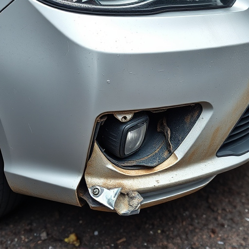 damaged car bumper