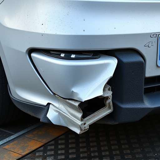 damaged car bumper