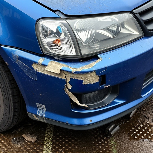 damaged car bumper
