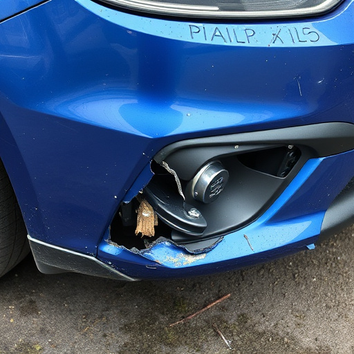 damaged car bumper