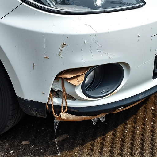damaged car bumper