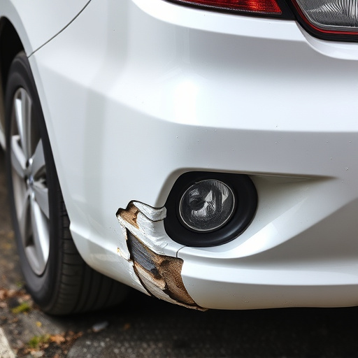 damaged car bumper