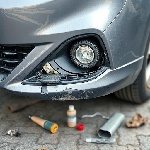 damaged car bumper