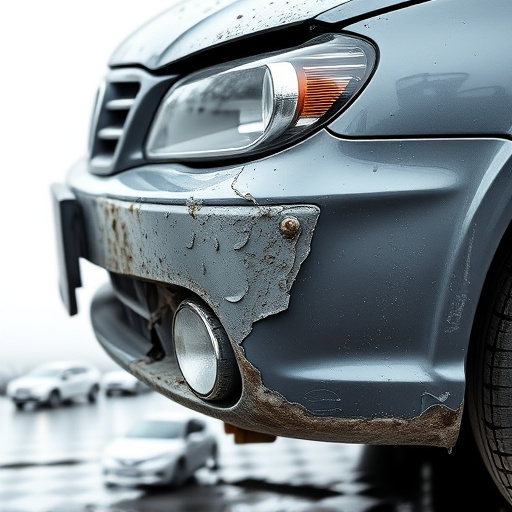 damaged car bumper
