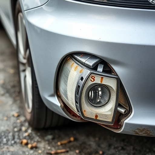 damaged car bumper